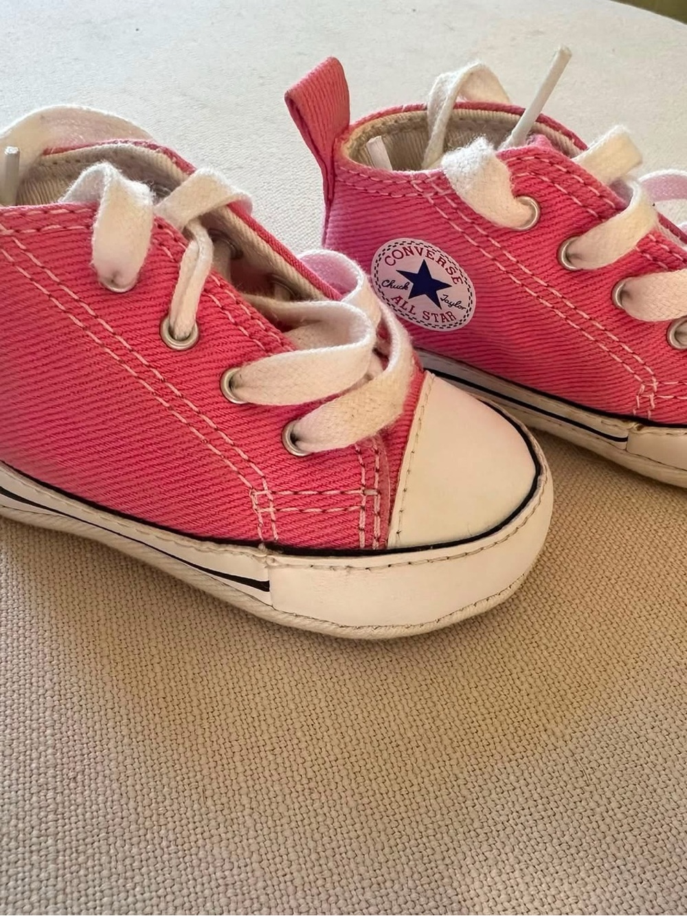 Converse Pink Canvas Baby Walker Sneakers with White Accents